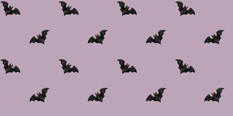Haunted bats dance across a seamless autumn background for Halloween festivities