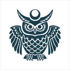 Crescent Moon Faced Owl Strega Vector Illustration