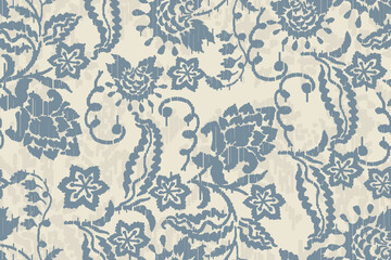 Ikat floral paisley embroidery seamless pattern on background. Ikat ethnic flower oriental pattern traditional. Aztec style abstract vector illustration. design for ikat floral fashion fabric,clothing