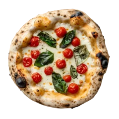 Fotobehang Delicious Margherita Pizza Neapolitan Pizza Recipe Inspiration isolated on transparent background © soban