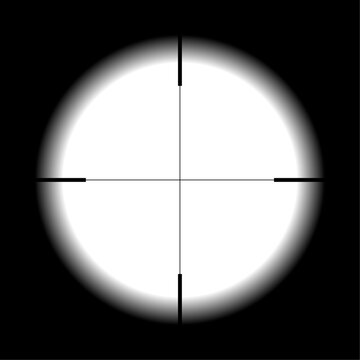 Vector view through sniper rifle scope aiming at target with pointers