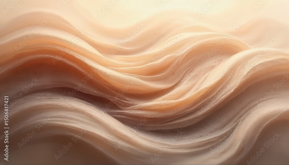 Poster abstract illustration background with flowing dynamic waves in shades of beige, brown. elegant curvy