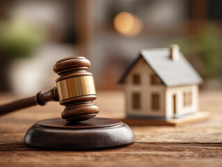 Legal settlement process involving housing decisions and a gavel