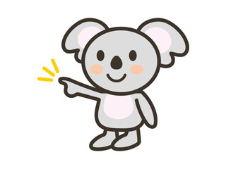向こうを指差すかわいいコアラのイラスト