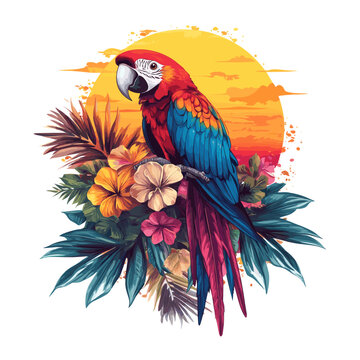 Parrot background tropical colorful vector