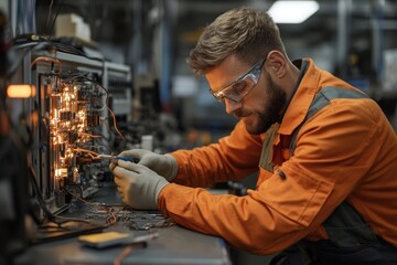 Experienced Car Mechanic Inspecting Electrical System Using Test Equipment