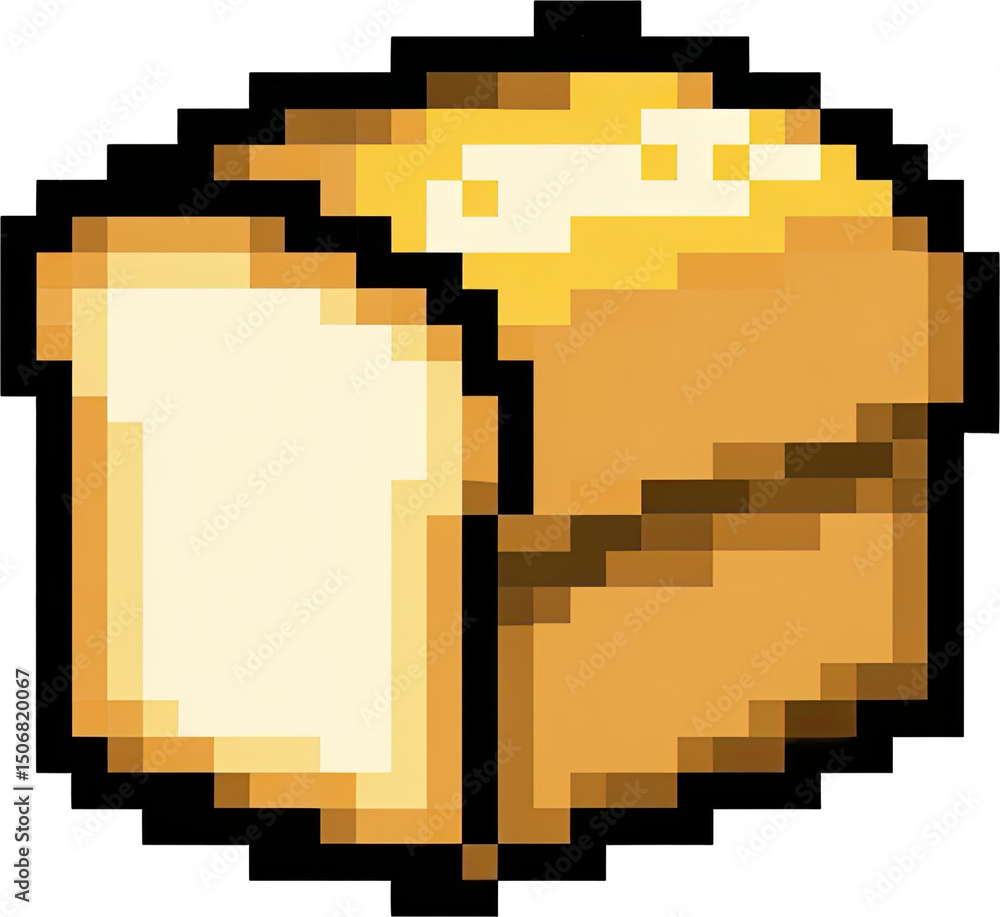 Poster pixelated image of bread with butter.