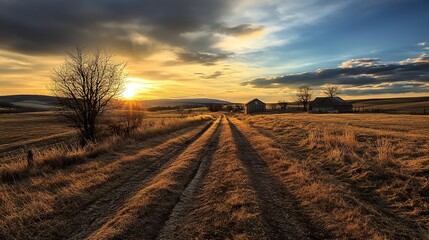 sunset over the field