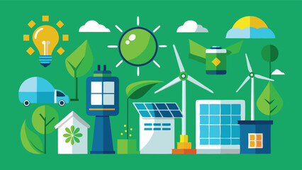 Sustainable Energy Solutions and Green Living in a Flat Design