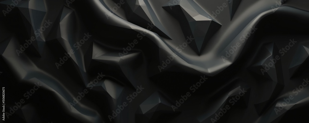 Poster abstract illustration elegant luxurious black satin silk cloth background. dark glossy cloth texture