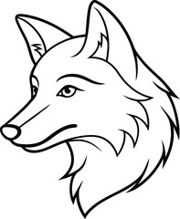 Fototapeta premium Fox Head Outline Illustration Black and White Vector Drawing of Animal