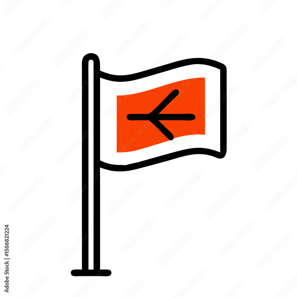 Poster flag with arrow symbol representing direction, signaling, or identification in various contexts