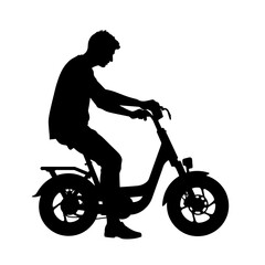 Fototapeta premium Silhouette of Person Riding Electric Bike for Urban Mobility
