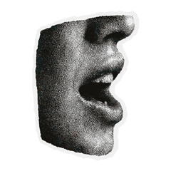 Monochrome textured speaking mouth  vector