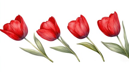 Obraz premium Elegant Watercolor Red Tulips