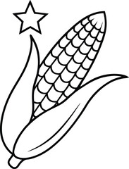 Corn on the Cob Line Art Detailed Vector Illustration for Summer and USA Celebrations
