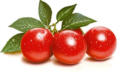 Obraz premium Fresh Juicy Red Plums with Dew Drops