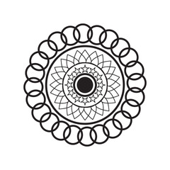 Circular mandala design black and white pattern