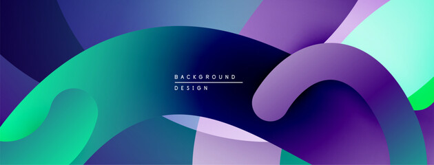 Abstract fluid shapes, vibrant colors blend. Gradient background creates dynamic visual experience. Modern design element.