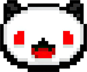 Fototapeta premium Pixelated white creature with red eyes and mouth.