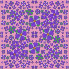 seamless pattern with geometric shapes,It is a watercolor painting of flowers in purple and green, arranged in layers to create a simple and pleasing fabric and tile pattern.