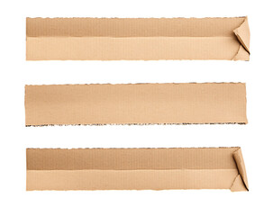 Craft of cardboard, horizontal strips isolated on transparent background