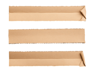 Craft of cardboard, horizontal strips isolated on transparent background
