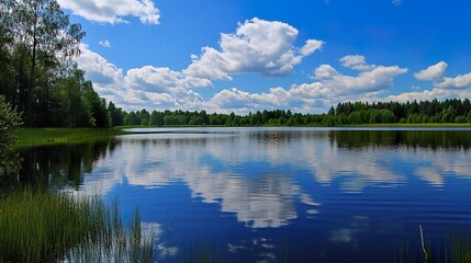 reflection of trees in lake