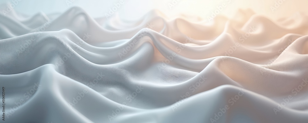 Poster translucent white textile background. elegant fabric waves with delicate light effect. smooth flowin