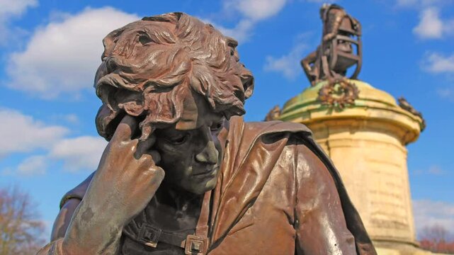 Statue of Hamlet in Stratford upon Avon, Warwickshire, England . The Leading character in William Shakespeare's Play