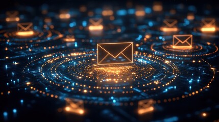 Global communication network with glowing lines and digital nodes