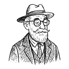 Vintage gentleman sketch illustration vector
