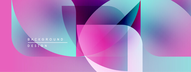Abstract gradients overlap, creating dynamic visual effect. Pink, blue hues dominate composition. Modern design element.