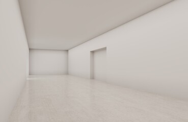 Fototapeta premium 3d empty room with white walls.White clean empty architecture interior space room