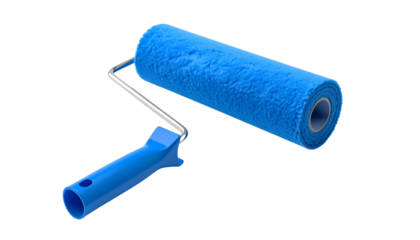 Red paint roller on white Bg in Png