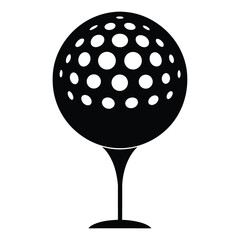Black and White Golf Ball on Tee Illustration, Round White Indents