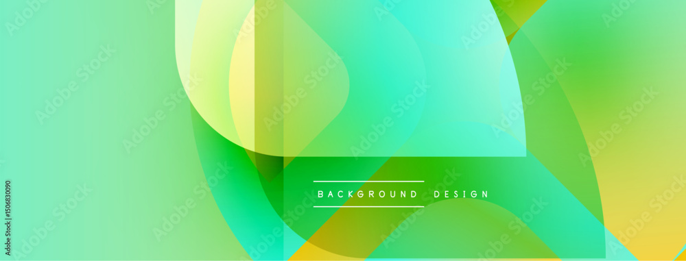 Aufkleber Abstract fluid shapes, vibrant green yellow hues. Modern design, smooth gradients create dynamic composition. Minimalist aesthetic.