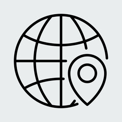 Globe icon. Earth symbol with map pin stock illustration