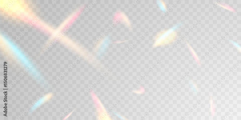 Sticker light effect and zigzag ribbon falling from above on a beam of light, tinsel vector