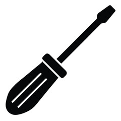 Fototapeta premium Black Flathead Screwdriver Icon, Tool for Home Improvement and Repair, Single Object