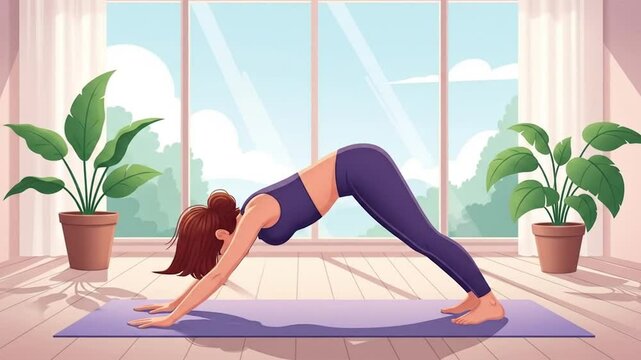 Yoga poses, Man and woman performing yoga poses. Vector illustration video