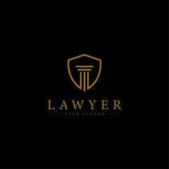 justice law logo design template. attorney logo with pillar and book shape illustration