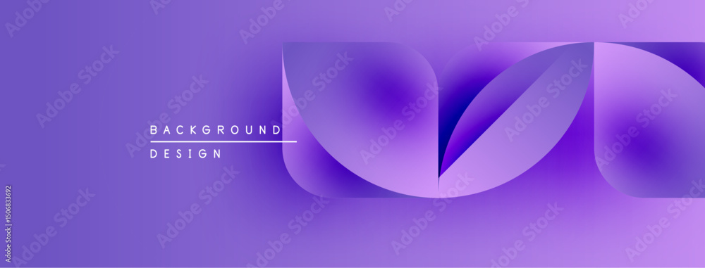Poster Abstract purple design features flowing shapes, gradients. Minimalist style with text elements background, design. Modern aesthetic.