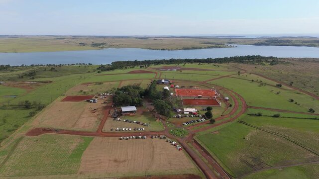 An equestrian sports event area set in a stunning landscape, showcasing natural beauty.