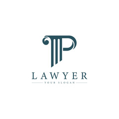 justice law logo design template. attorney logo with pillar and book shape illustration