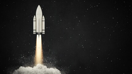 Naklejka premium Spacecraft Launch: A Stellar Ascent into the Cosmos