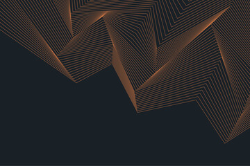 Futuristic digital landscape with structured polygon lines and geometric symmetry in glowing orange