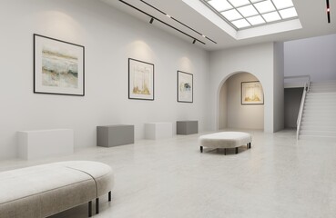 3d Interior Art Gallery. Modern interior design