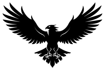 Obraz premium Soaring Eagle Silhouette with Open Wings Isolated on White