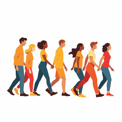 Obraz premium Diverse teens walking in unity, celebrating togetherness